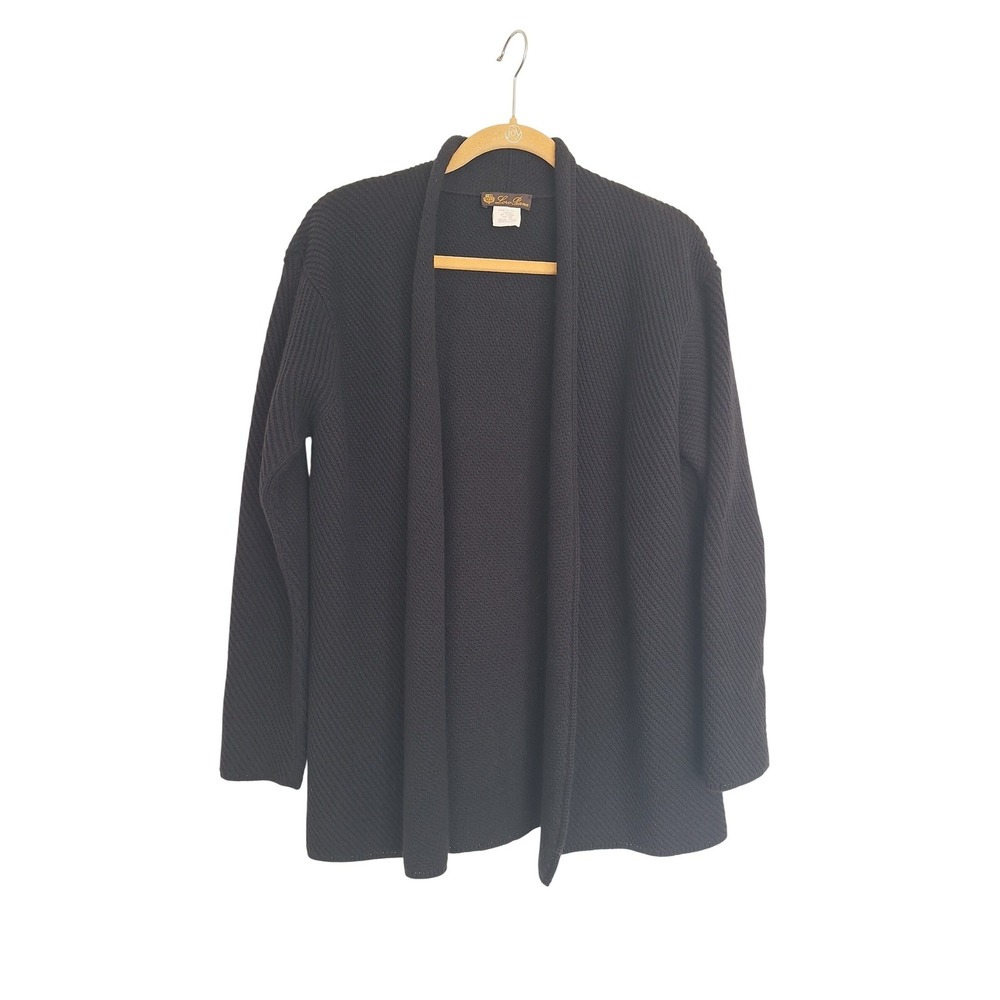 Loro Piana Women's Cardigan Size‎ L Black Cashmere Open Front